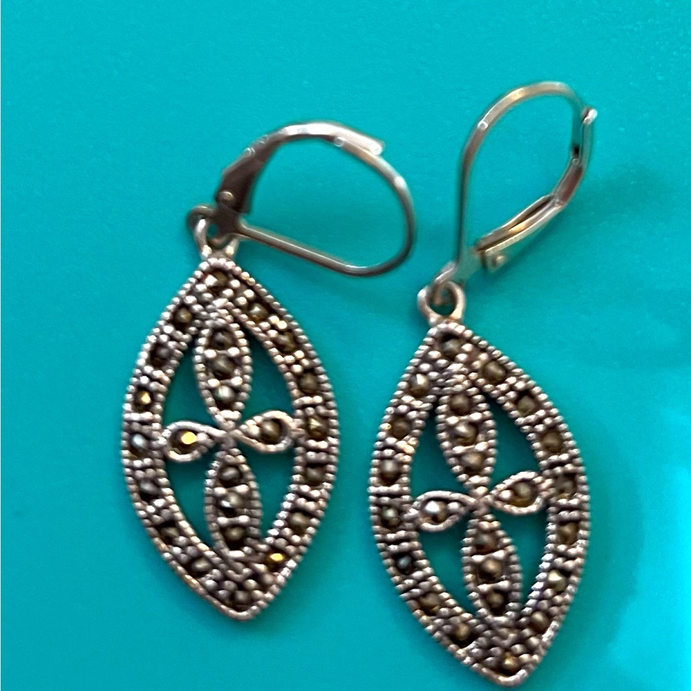 Marcasite Earrings Sterling Silver